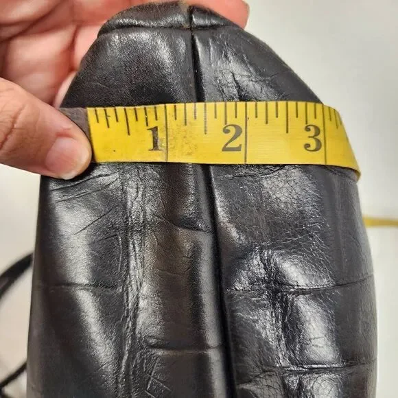 A. Gianneti Vintage Italian Leather Black Croc Embossed Handbag - Picture 7 of 10